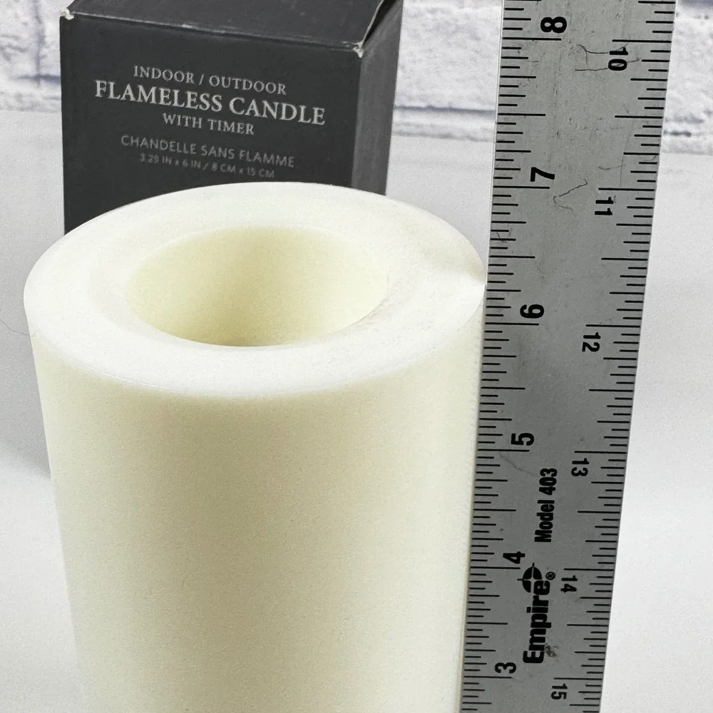 Restoration Hardware Flameless Candle Indoor Outdoor 24hr Timer 3.25x6 White Vtg